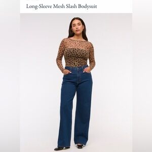 Abercrombie Long- Sleeve Leopard Slash Bodysuit